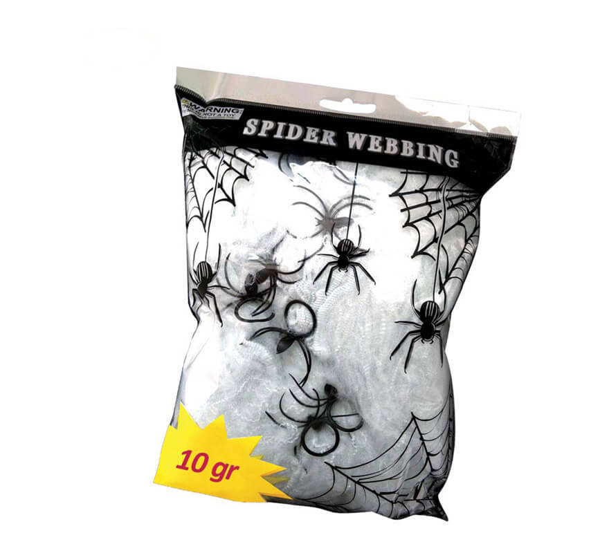 Telaraña de 10 gr. con araña para Halloween