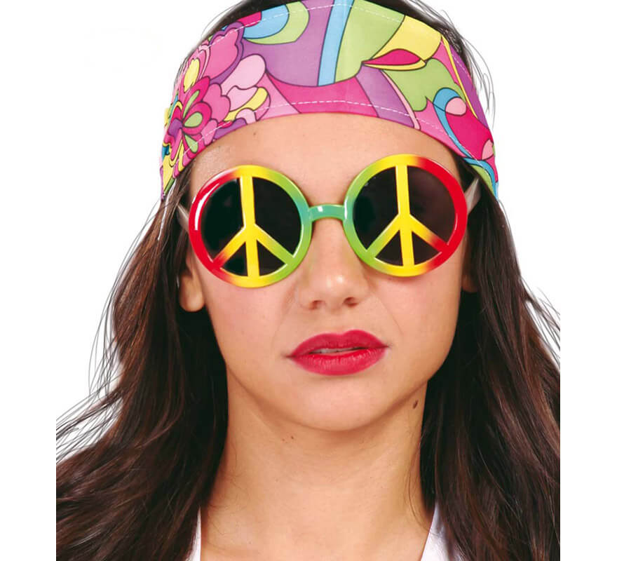 Occhiali da Hippie Multicolore con simbolo della pace