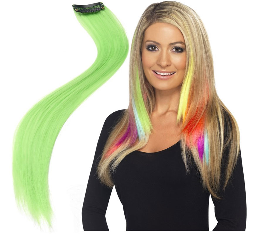 Image of 2 Mechas o Extensiones de Pelo Verde Neón o Fluorescente 05020570204610