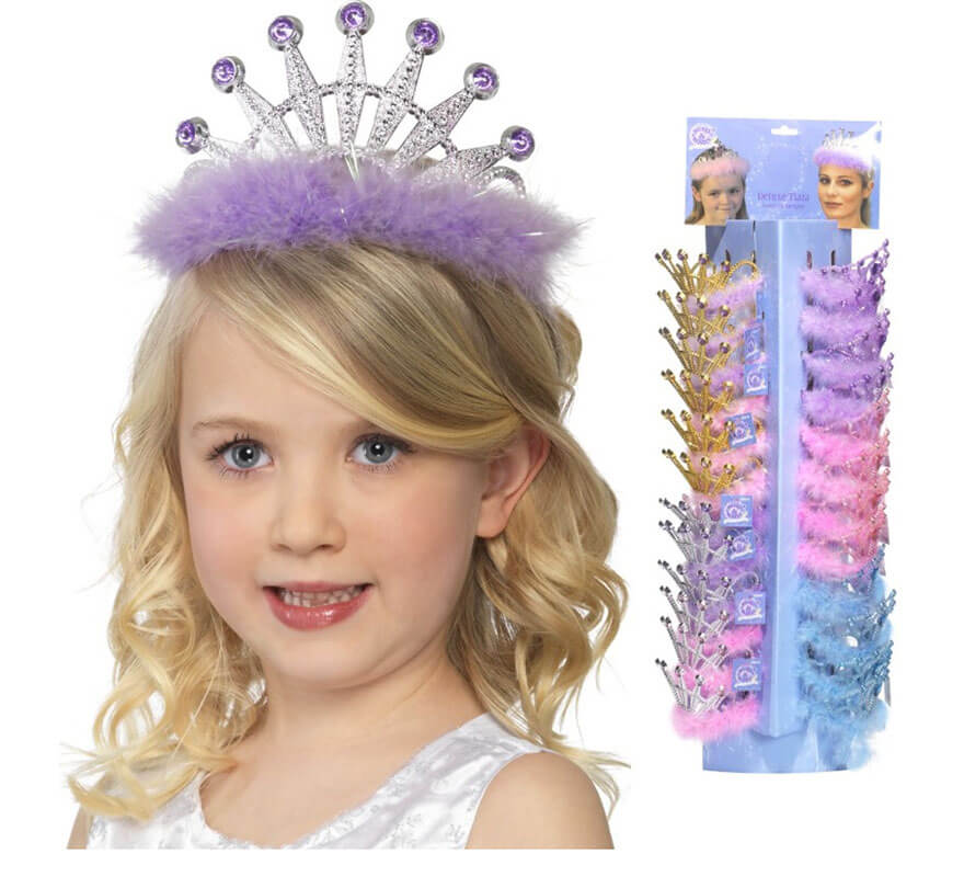 Tiara de Princesa Infantil con Marabú en colores y modelos surtidos