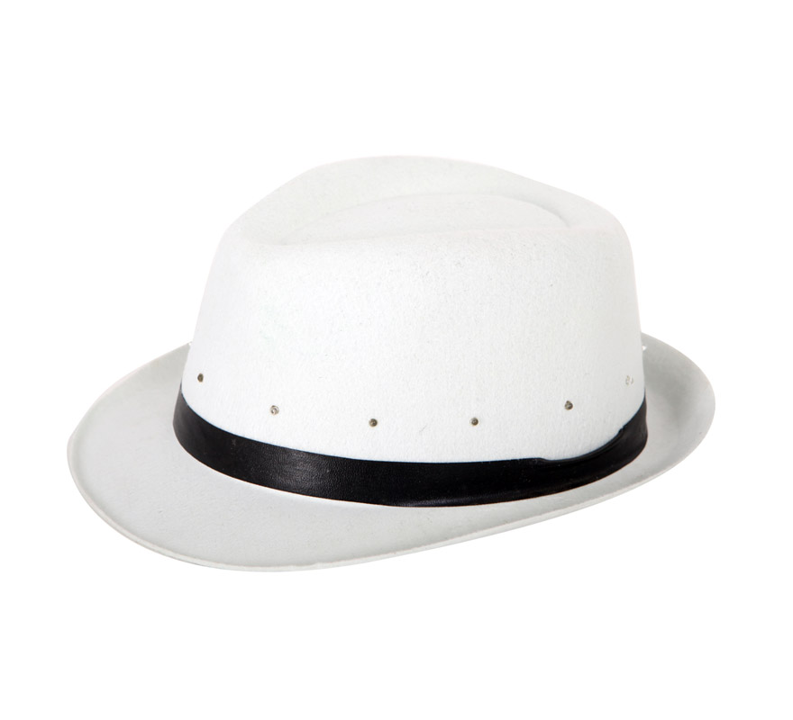 Sombrero de Gánster blanco con luz