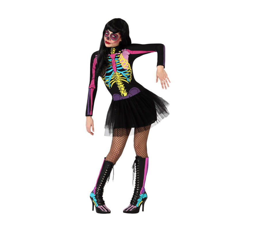 Disfraz de Esqueleto Multicolor con tutú de mujer