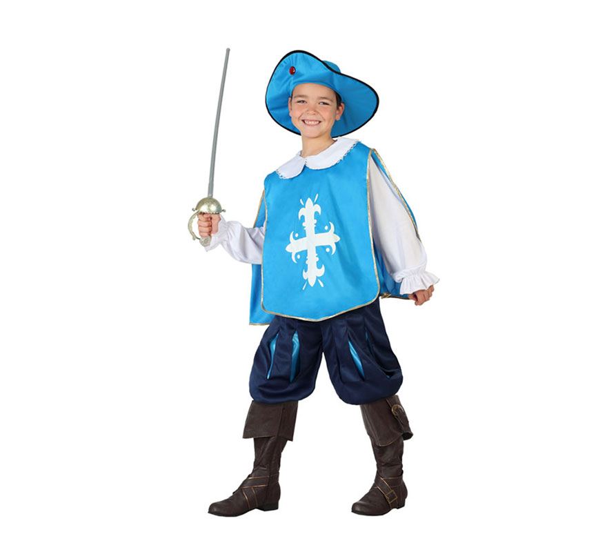 Disfraz de Mosquetero azul claro para niños
