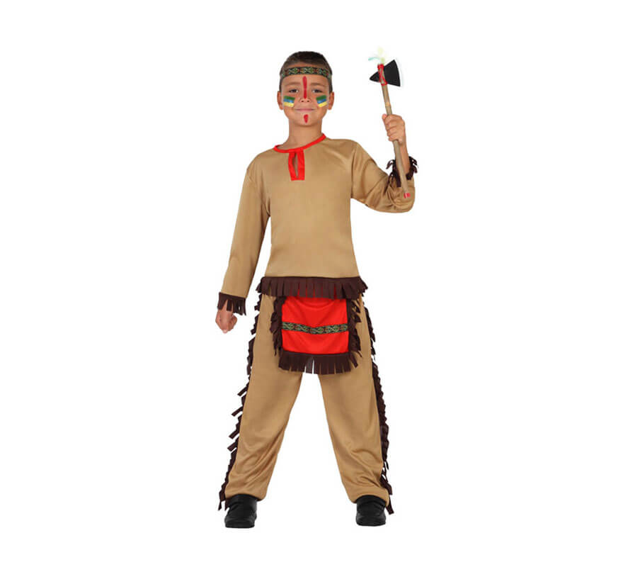 Disfraz para niños de Indio marrón y rojo