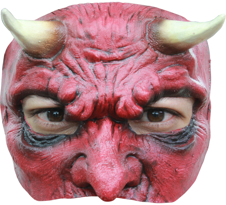 Media Máscara Devil Diablo con Cuernos para Halloween