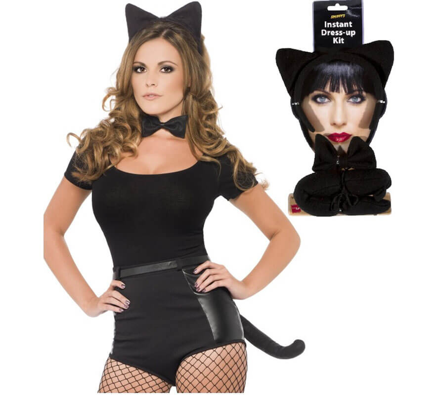 Disfraz de gata para mujer con cola: Disfraces adultos,y disfraces