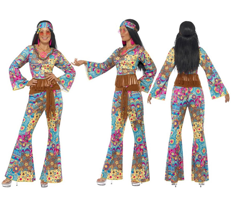 Disfraz Hippy Flower Power para Mujer talla M Disfraz Hippy Flower Power para Mujer talla M