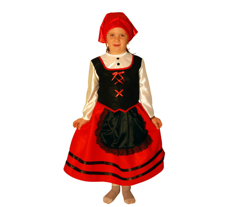 Disfraz de Pastora roja y negra para niñas