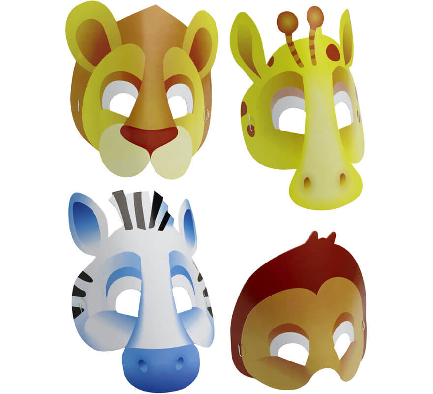 Blister de 8 Máscaras de Safari  de cartón