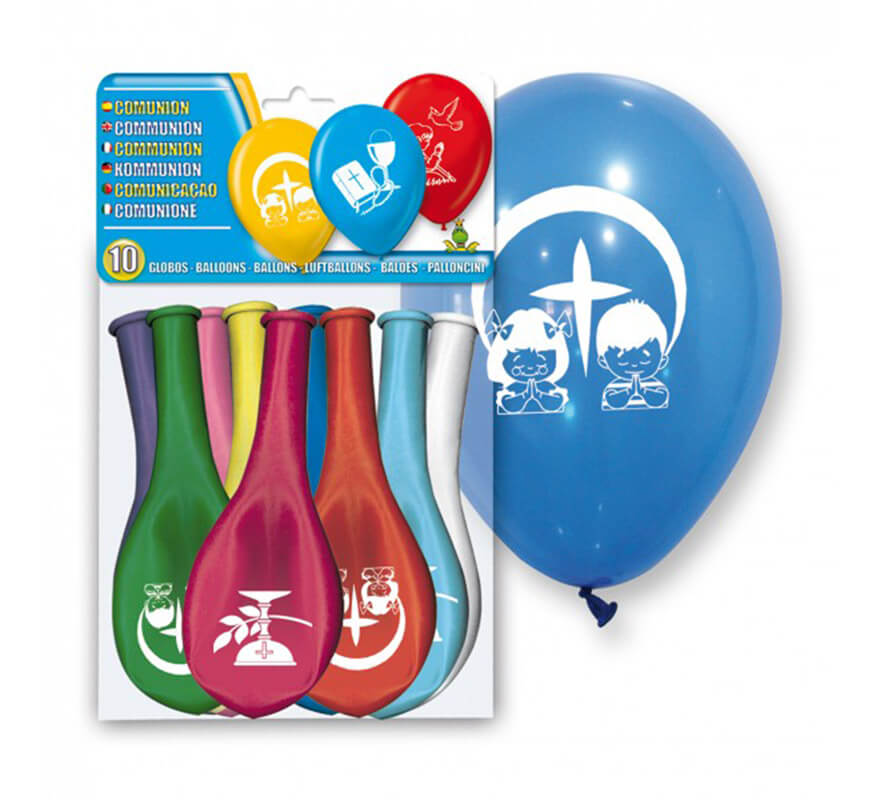 Bolsa de 10 globos de la Primera Comunión de colores