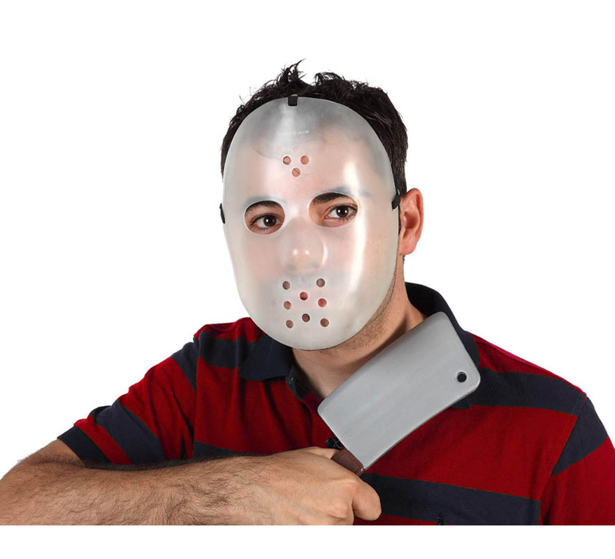 Máscara fluor de Jason con hacha para Halloween