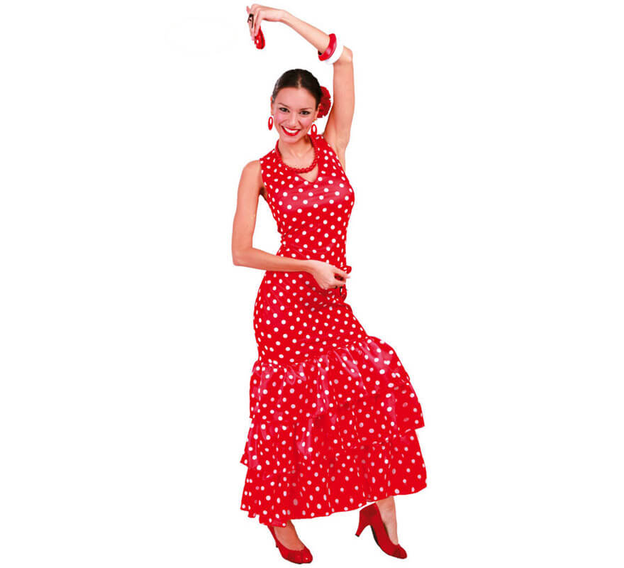 Encommium sextante Limitado Disfraz de Sevillana Roja para mujer adulta