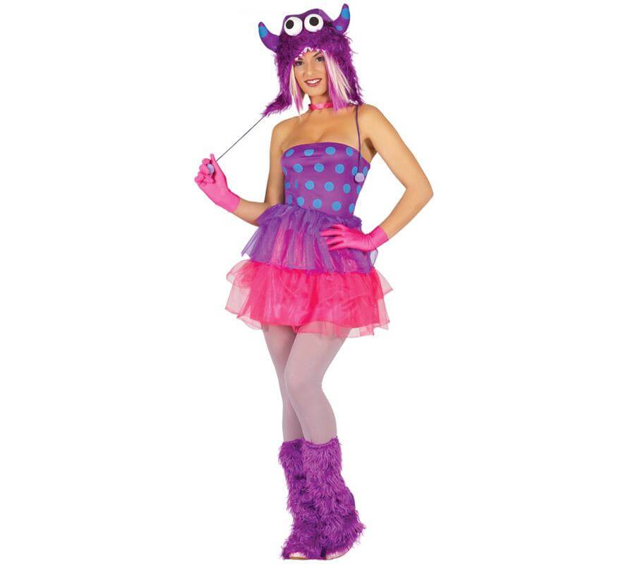Disfraz de Furry Monster lila para mujer