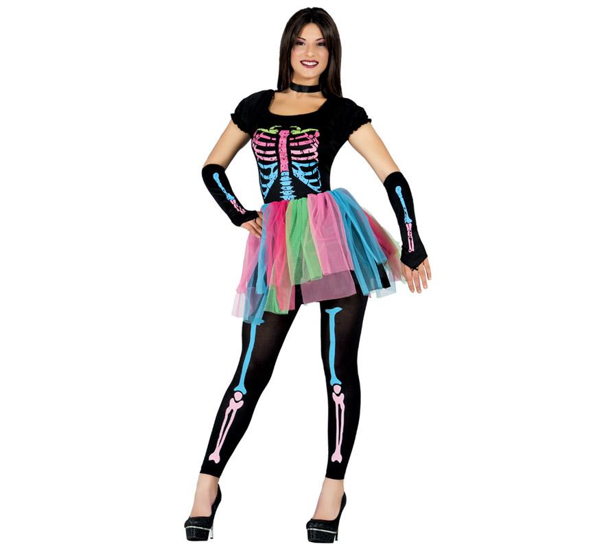 Disfraz de Esqueleto Tutú multicolor para mujer 
