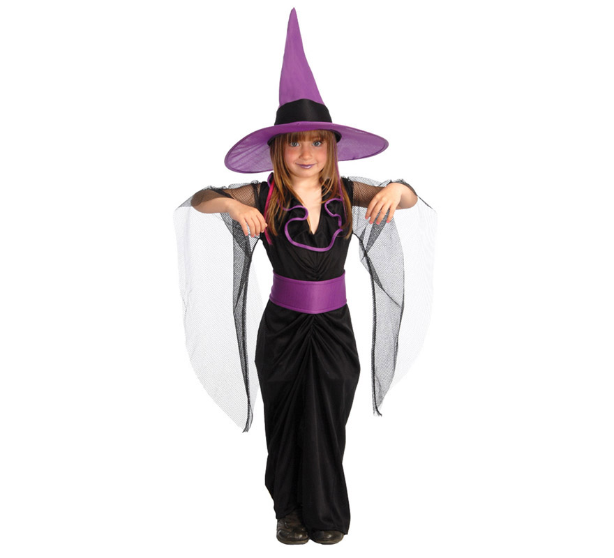 Image of Disfraz Bruja negro-morado para Halloween 7-9 años 08435118213325