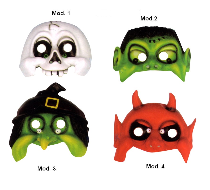 Media máscara horror niños, 4 modelos surtidos