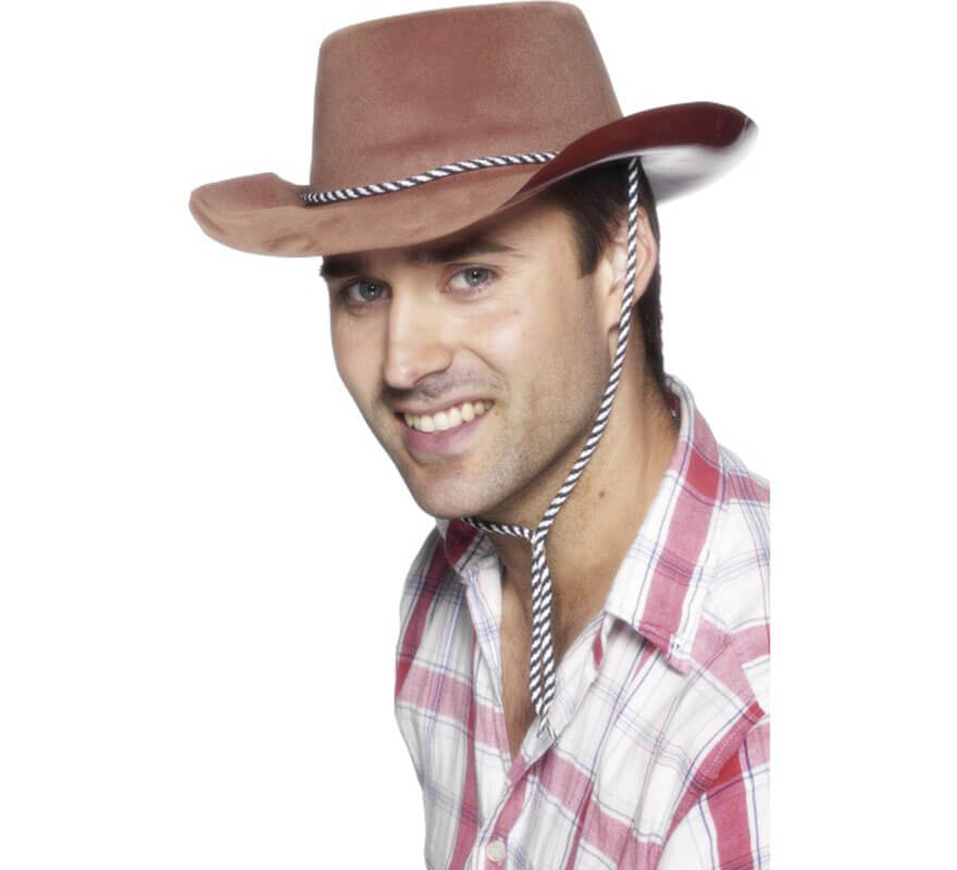 Derecho Meyella Grabar Sombrero Cowboy de Terciopelo flocado con Cuerda para hombre