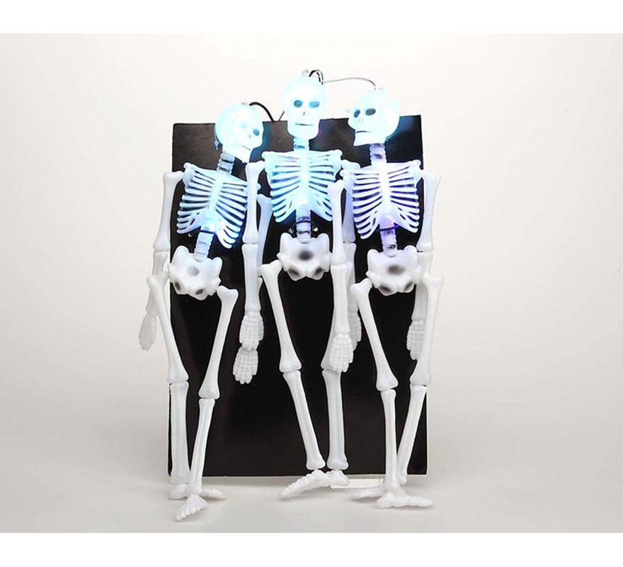 Colgante luminoso de 3 esqueletos de 54 x 23 cm.