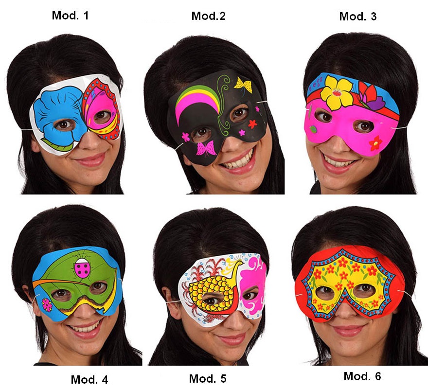 Image of Antifaz coloridos Fantasía de PVC 6 surtidos 08422259978862