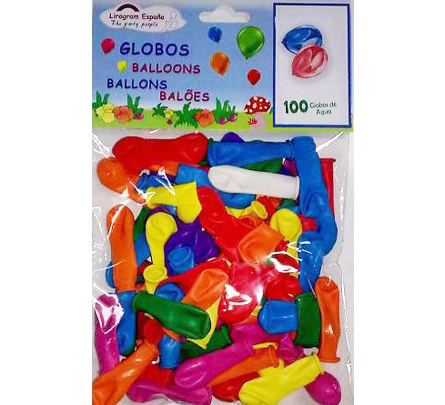 Bolsa de 100 Globos látex de Agua de colores