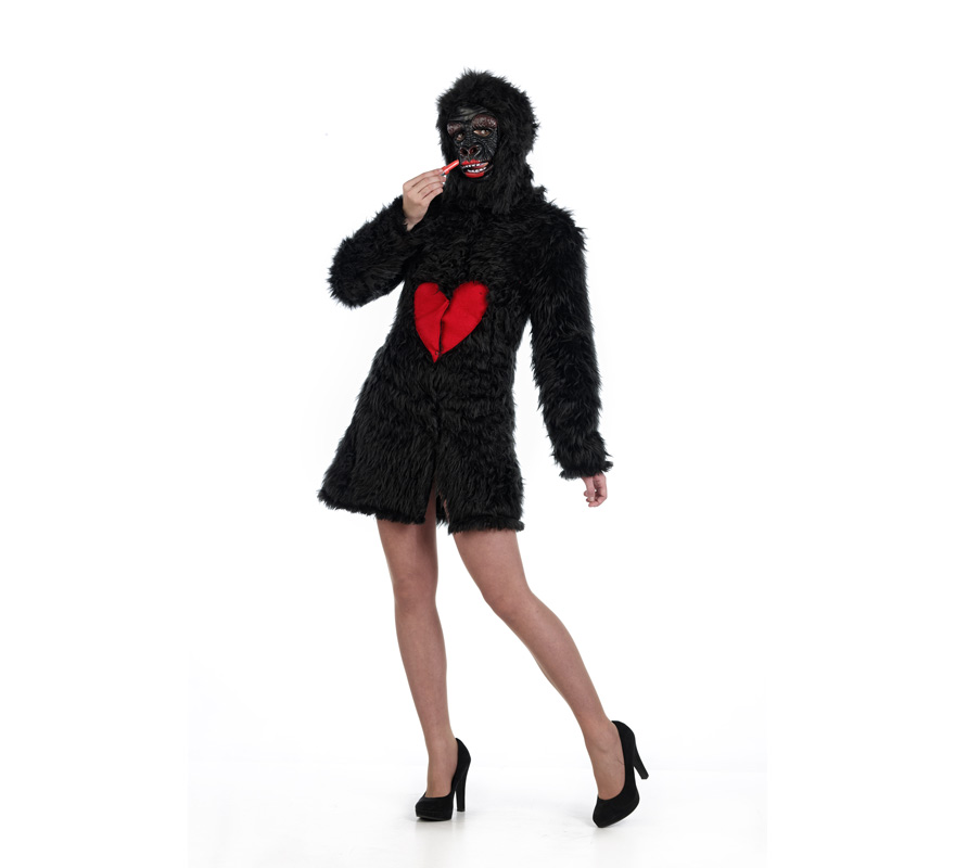 Disfraz de Gorila Abrigo negro con Corazón Deluxe para mujer