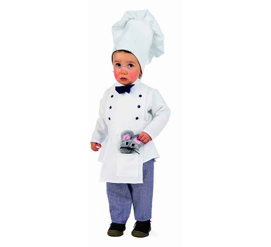 COSTUME CARNEVALE COCINERO CHUOCO MASTER CHEF BAMBINO 3/4 ANNI VESTITO  CAPPELLO PANTALONI GIACCA FOULARD COD.