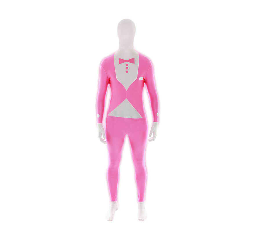 MORPHSUIT modelo traje rosa fluor con pajarita