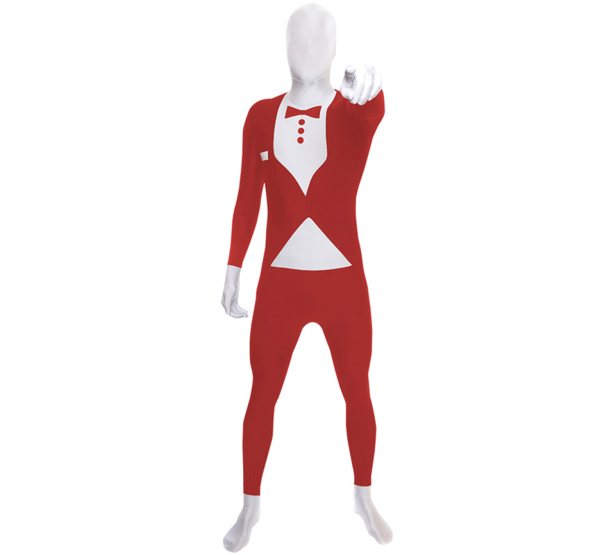 Disfraz MORPHSUIT modelo traje rojo con pajarita