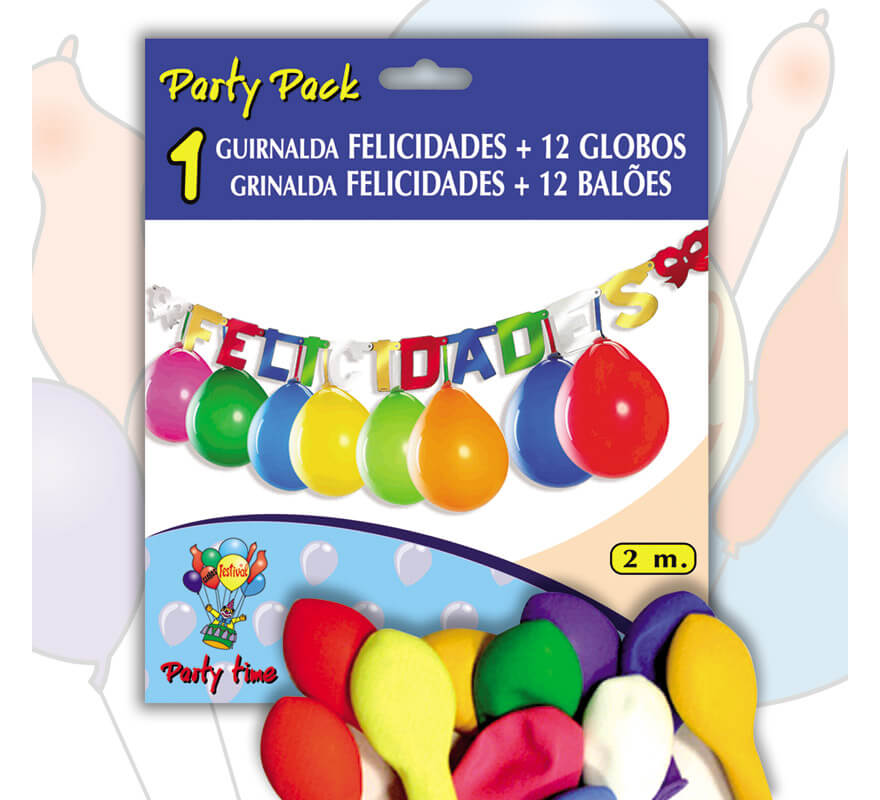 CONGRATULATIONS Garland Pack + 10 Balloons 24 cm Ø