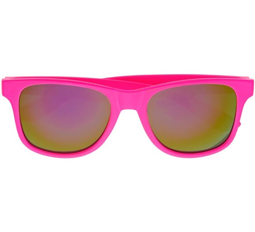 Óculos neon dos anos 80 com lentes multicoloridas
