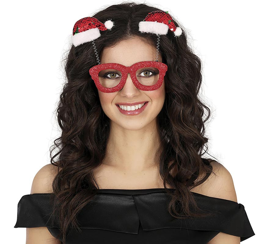 Glasses with Santa Claus Hats