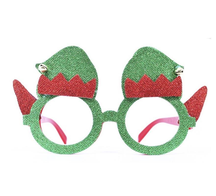 Lunettes d'elfe du Père Noël avec paillettes