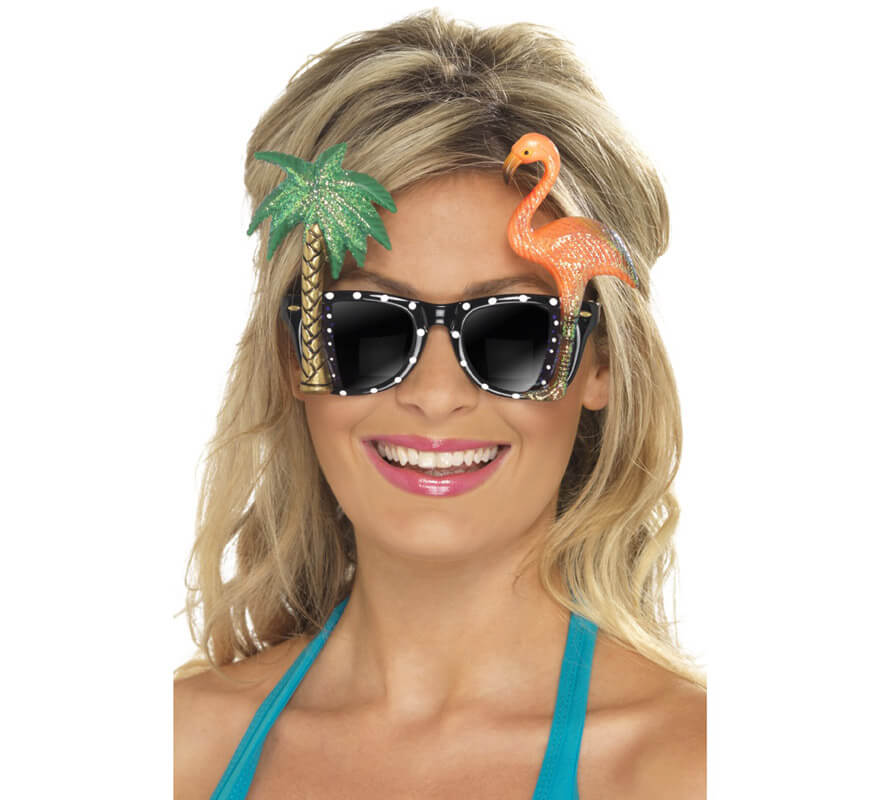 Gafas de sol Hawaianas con palmera y flamenco