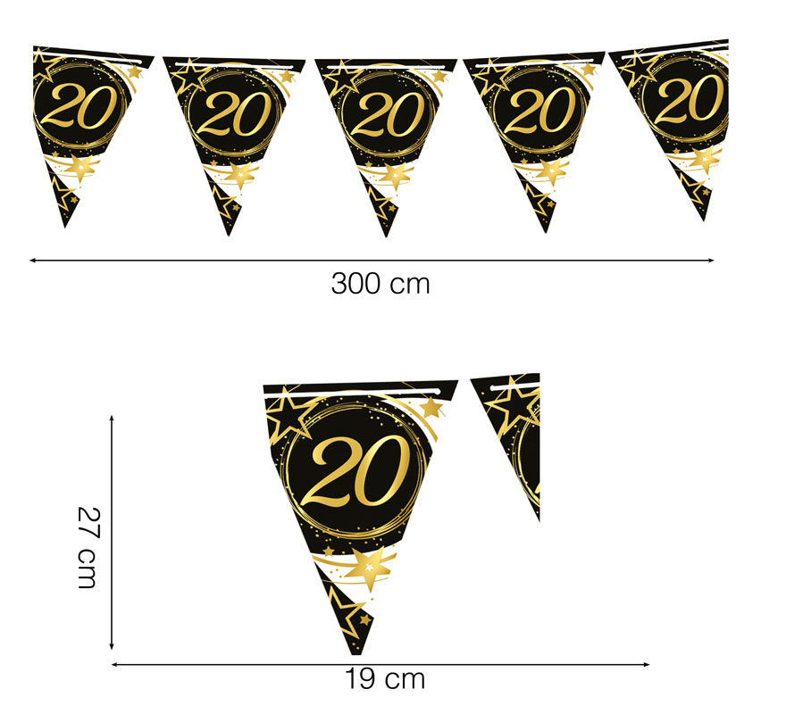 20 Years Birthday and Anniversaries Paper Pennant 300 cm 19X27 cm