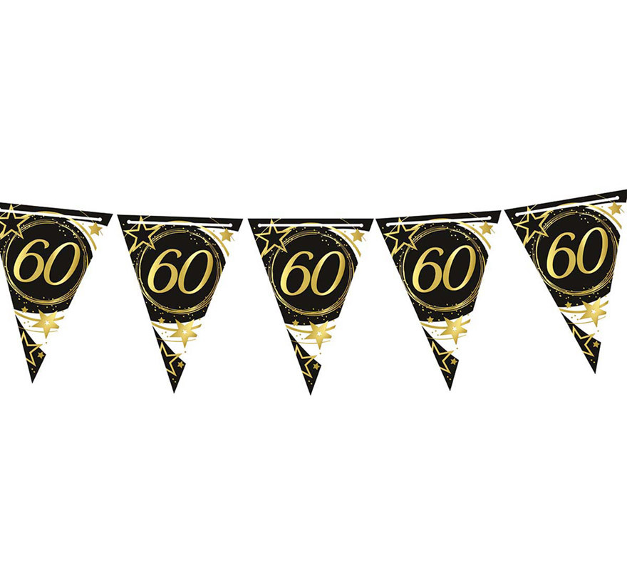 60 Years Birthday and Anniversaries Paper Pennant 300 cm 19X27 cm