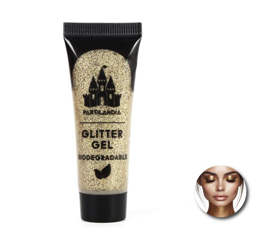 Gel Glitter Biodegradable dorado de 3x8 cm