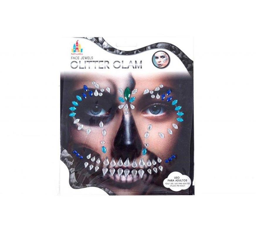 Blue Skull Adhesive Facial Gems