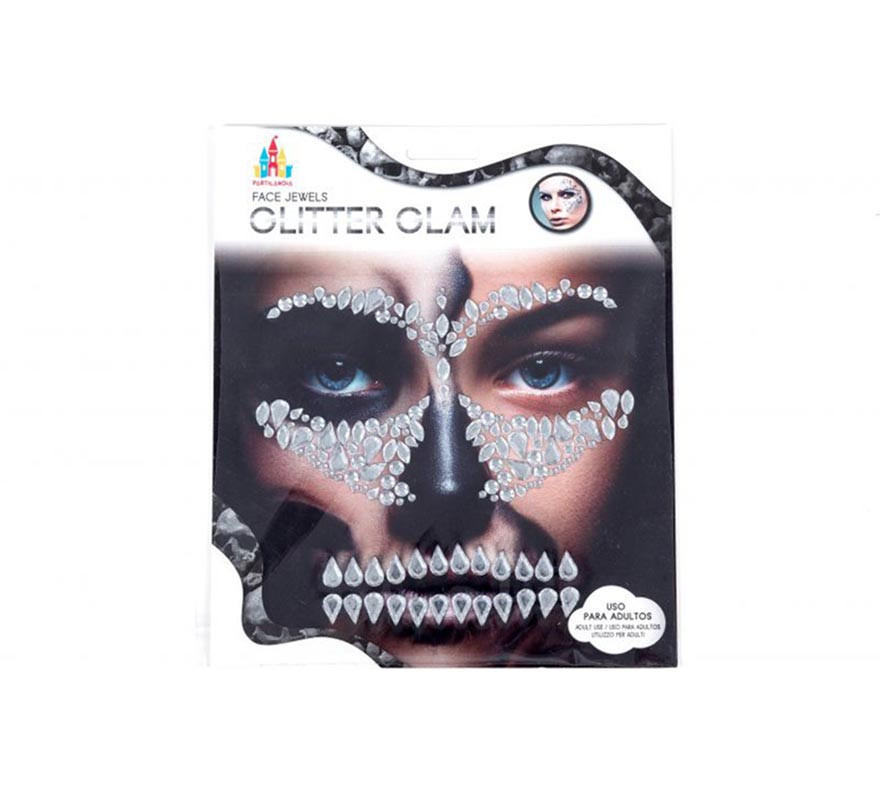 Silver Skull Adhesive Face Gems