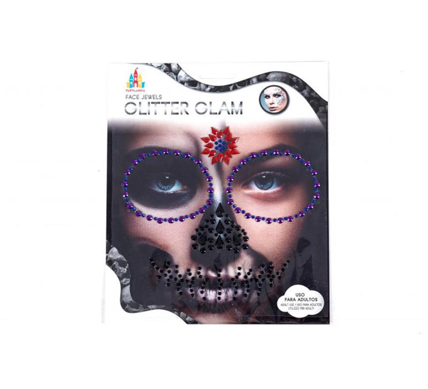 Purple and black Skull Adhesive Face Gems