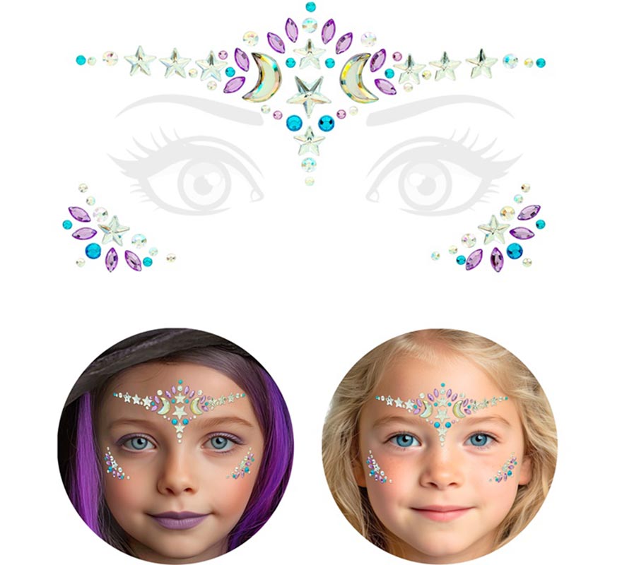 Gemas Faciales Adhesivas de Bruja Infantil