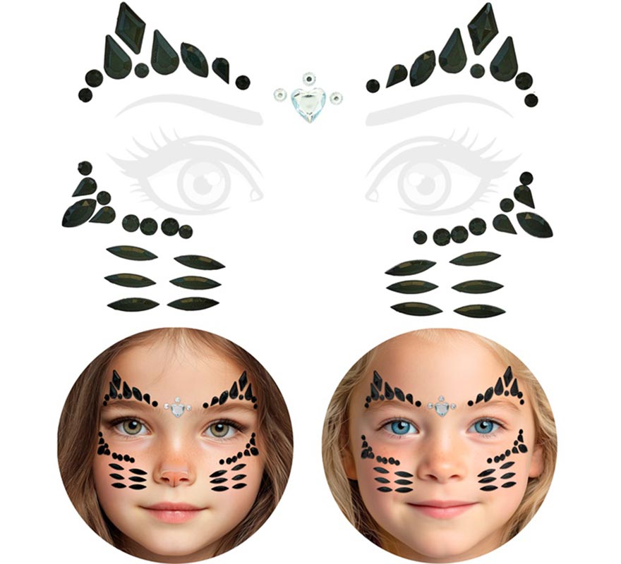 Gemas Faciales Adhesivas de Gata Infantil