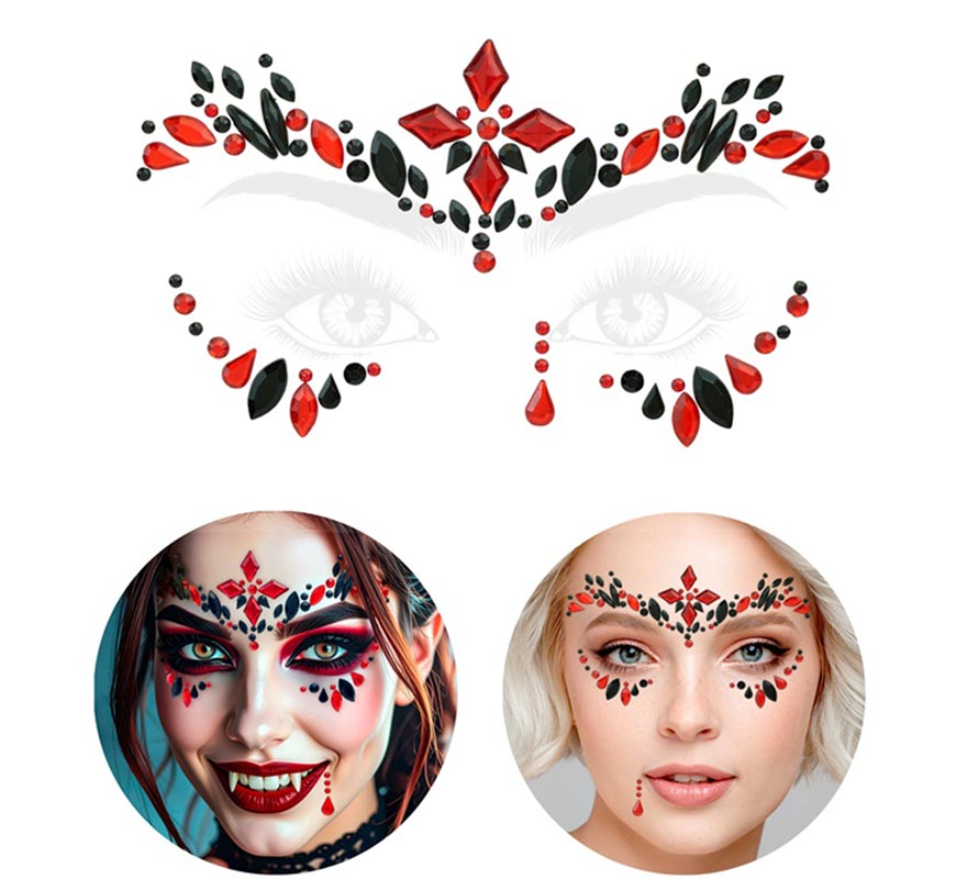 Gemas Faciales Adhesivas de Vampiresa Gótica