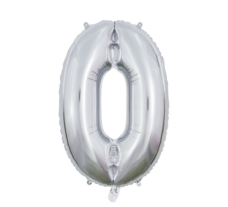 Ballon aluminium numéro 0 argenté de 66 cm