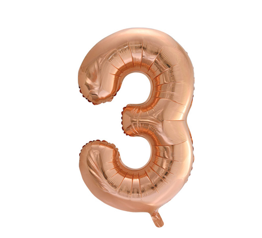 Palloncino Foil Numero 3 Colore Oro Rosa di 86 cm