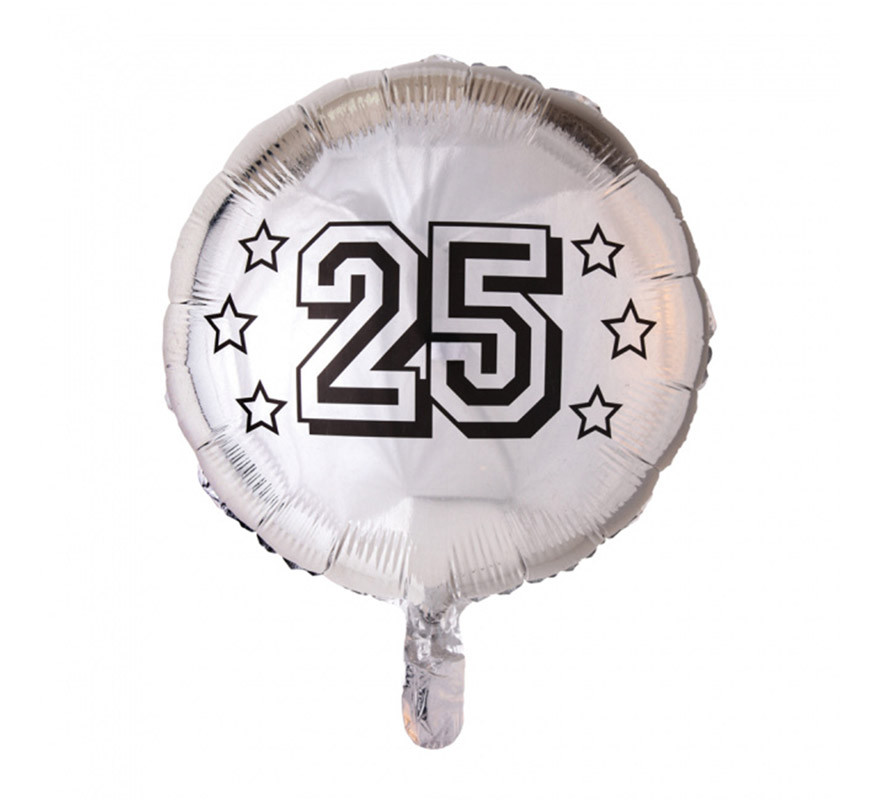 Ballon Aluminium Rond 25e Anniversaire 45 cm