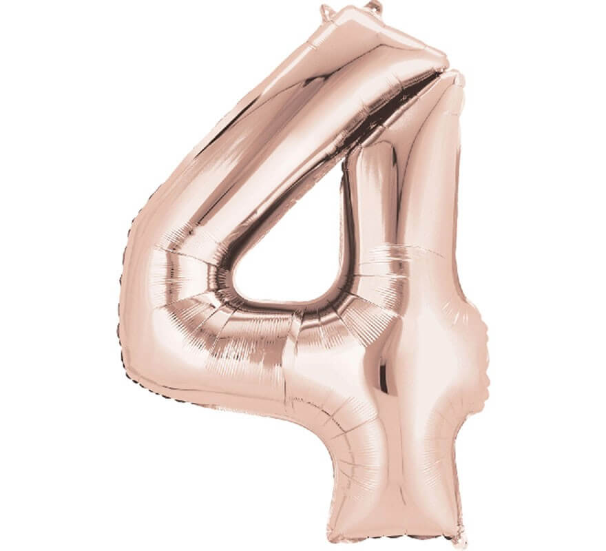 Rose Gold metallic balloon number 4, 86 cm high