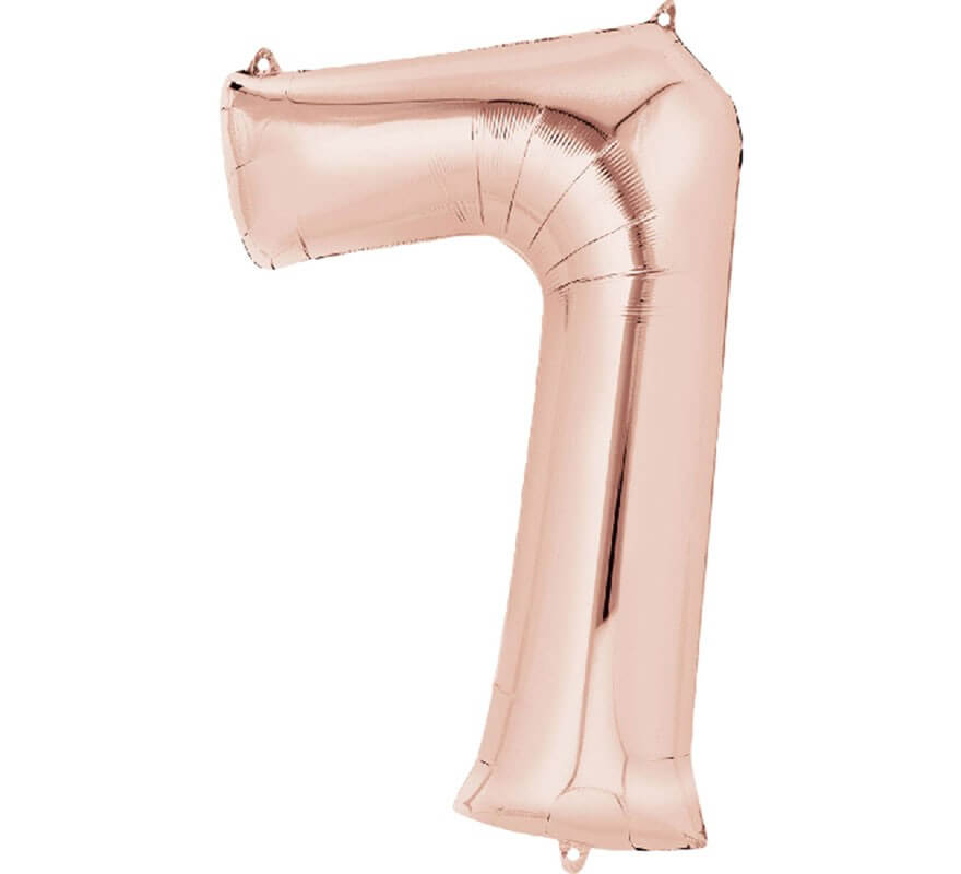 Rose Gold metallic balloon number 7, 86 cm high