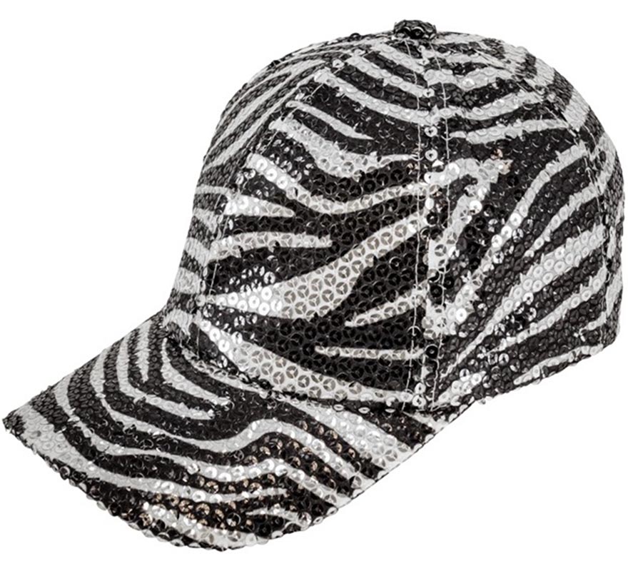 Boné com estampa de zebra e lantejoulas