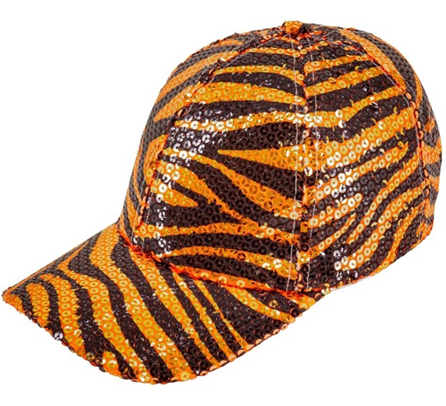 Boné com estampa de tigre e lantejoulas