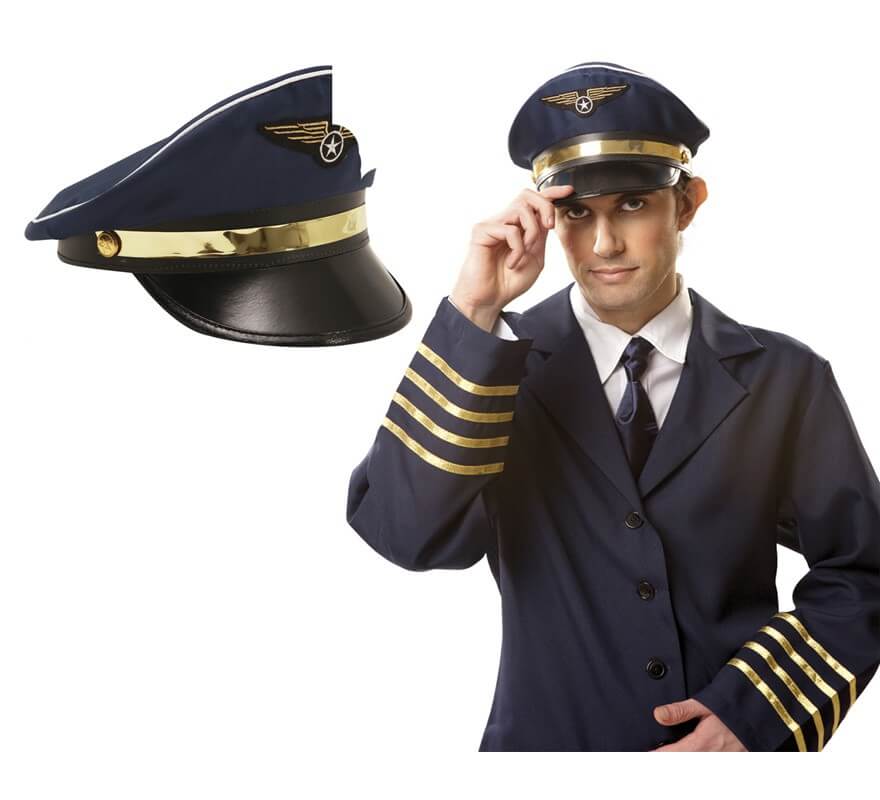 Gorra de Piloto de azul con Insignia